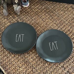 Rae Dunn Black 'EAT' Ceramic Plate Set